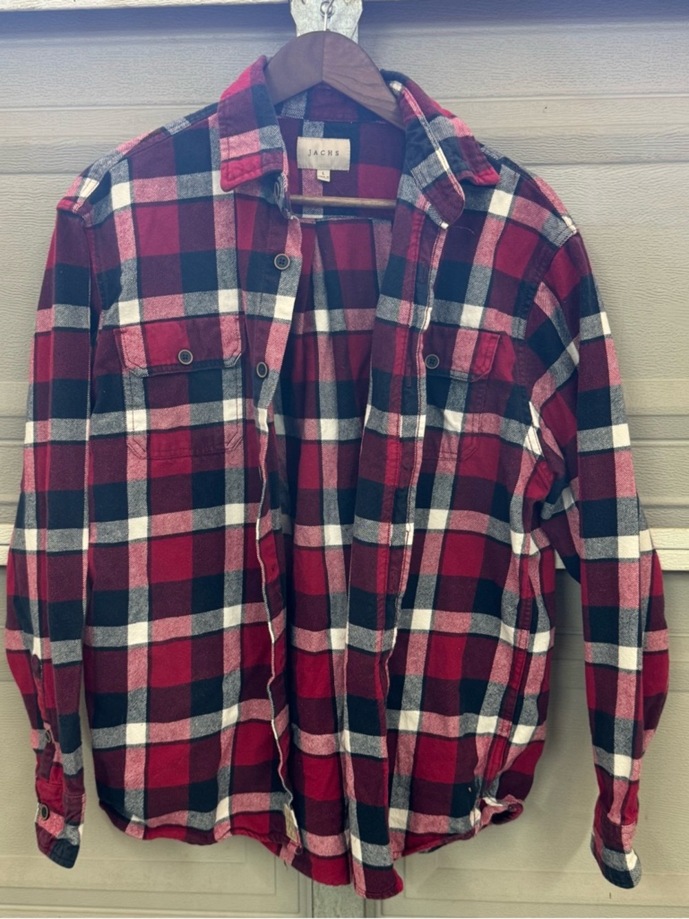 Jachs Red Black Plaid Flannel Shirt size L - Classic Men’s Button-Up